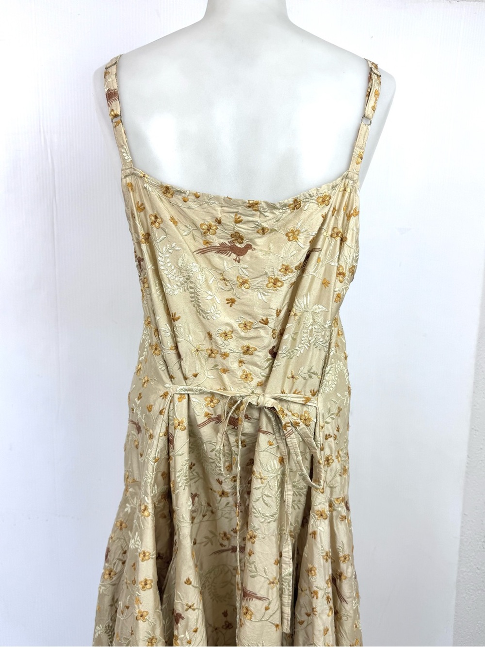 Beige Floral Midi Sundress with Adjustable Straps - Picture 7 of 14